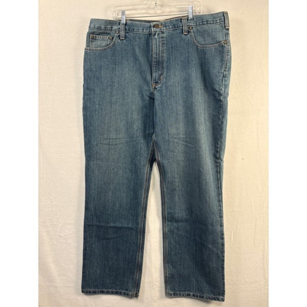 Carhartt Relaxed Fit Jeans Mens 42x32 Blue Denim Work Pants Casual #1677